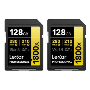 Lexarゴールドシリーズプロフェッショナル1800x128GBUHS-IISDXCメモリーカード2枚パック