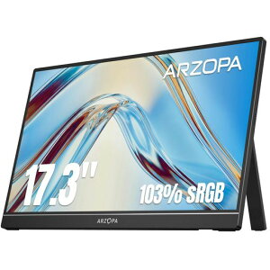 ARZOPA 17.3�C���` �|�[�^�u���Q�[�~���O���j�^�[ IPS�t�� ���^ �����^ 1920x1080 USB Type-C/mini HDMI PS4/Xbox/Switch/PC/Mac�Ή� �ݑ�Ζ� �����[�g���[�N A1M