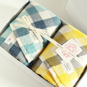 今治タオル コンテックス ブロックチェック ギフトセットImabari Towel Kontex Block Check GiftSetバスタオル2枚ギフトラッピング無料 のし無料
