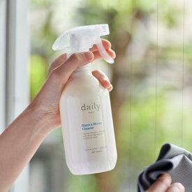 dailyオリジナル〈中性・無香料〉ガラス&ミラークリーナー 400ml お掃除用品 （ムクリ/daily mukuri/洗面・窓掃除/キッチンリセット/二度拭き必要なし/アルコール成分配合）