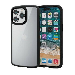 �G���R�� iPhone15 Pro Max �P�[�X TOUGH SLIM LITE �ϏՌ� �Ռ��z�� ���^ �y�� �X�g���b�v�V�[�g�t�� �X�g���b�v�z�[���t�� [�S���z�u�̃G�A�[�N�b�V�������Ռ����z��] �u���b�N PM-A23DTSLFCBK