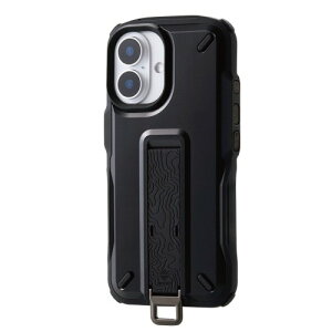 �G���R�� iPhone 16 �P�[�X NESTOUT �ϏՌ� �Ռ��z�� [�����b�N�̃V�����_�[�x���g�ɑ����\] �t�B���K�[�o���h�t�� �X�^���h�@�\ �X�g���b�v�z�[���t�� �A�E�g�h�A �u���b�N PM-A24ANESTBK