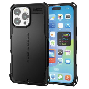 �G���R�� iPhone 16 Pro Max �P�[�X �N���A �ϏՌ� �Ռ��z�� ZEROSHOCK [�t�B�����t��] ���C�����X�[�d�Ή� �n�j�J���\�� 4�p�_���p�[ �X�g���b�v�z�[���t�� �u���b�N PM-A24DZEROBK
