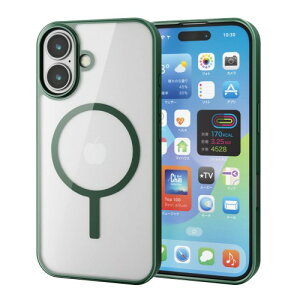 �G���R�� iPhone 16 �P�[�X �N���A �}�O�l�b�g MAGKEEP �n�C�u���b�h �t���[���t�� ���C�����X�[�d�Ή� 4�p�G�A�[�N�b�V���� �f�B�[�v�O���[�� PM-A24AMAG03GN
