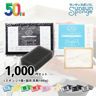サンサンスポンジ お試し1000円セット キッチンスポンジ 1個 + 洗剤 100g 固形食器用洗剤 ハイアール キ…