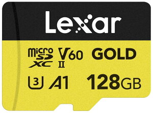 Lexar Professional Gold MicroSDXC�J�[�h UHS-II C10 U3 V60 A1 �t��HD 4K UHD �ǂݍ��ݑ��x �ő�280MB/s �������K�i 10�N���[�J�[�ۏ� �����T�|�[�g�� 128GB