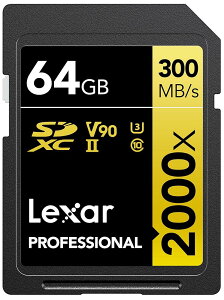 Lexar Professional 64GB SDXC 2000X UHS II �ǂݎ�� 300mb �������� 260mb 4K �������[�J�[�h (LSD2000064G-BNNNG)
