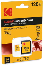 KODAK 128GB クラス10 UHS-I U1 MicroSDXCカード アダプター付き 書き込み速度10倍