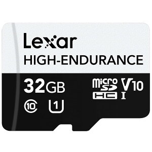 Lexar HIGH-ENDURANCE microSDHC�J�[�h ���ϋv�� UHS-I Class10 4K �ő�Ǎ�100MB/s �h���C�u���R�[�_�[ �Z�L�����e�B�J�����p ���[�J�[�ۏ�2�N �������K�i �����T�|�[�g�� (32 GB)