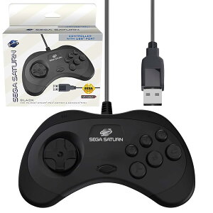 �Z�K���F �T�^�[�� �Q�[���p�b�h �R���g���[���[ Official Sega Saturn USB Controller 8-Button Arcade Pad Black for PC/Mac/Steam