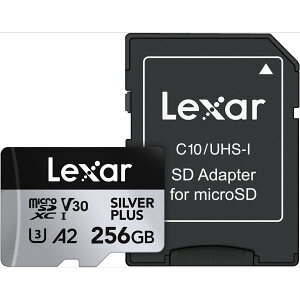 Lexar 256GB Professional Silver Plus Micro SD�J�[�h UHS-I C10 U3 V30 �t��HD & 4K �ő�205/150MB/s microSDXC�������[�J�[�h �r�f�I�O���t�@�[/�Q�[�}�[���� (LMSSIPL256G-BNANU)