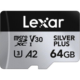 Lexar Silver Plus 64GB Micro SDカード 最大205MB/s MicroSDXC UHS-Iフラッシュメモリーカード アダプター付き C10 U3 A2 V30対応 フルHD 4K UHD 高速TFカード ドローン アクションカメラ 携帯型ゲーム機対応
