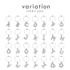 グラスマーカー イニシャルラインストーンチャーム 台紙入り シルバー PE128 大王製作
