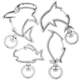 チャームフック ナスカン キーホルダー チャームナスカン 金具 ニッケル シルバー ジンベエザメ イルカ 魚 ペンギン 水族館シリーズ 回転フック パーツ 材料 10個/50個/100個 大王製作所