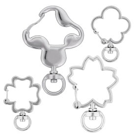 チャームフック ナスカン キーホルダー チャームナスカン 10個/50個/100個 金具 ニッケル シルバー きのこ はな クローバー サクラ 植物シリーズ 回転フック パーツ 材料 大王製作所