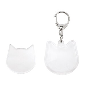 ハメパチ ねこ 犬 動物型 内寸46.4×46.4mm 日本製 大王製作所 写真を入れる キーホルダー 簡単 手作りキット フォトキーホルダー CAK-A46A 1個/10個/100個 国産 お名前 目印 かわいい アクリルキーホ