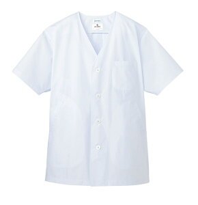 白衣 半袖えりなし AB-6402 男性用 ポリエステル65%綿35%チトセ【chitose】 レストラン・飲食店【調理用白衣】【白衣 食品工場】【業務用 白衣】
