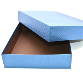 大人のおしゃれな書類箱 お道具箱青X茶 A4サイズ（A4書類は勿論、A4クリアファイルもそのまま入れることができます）書類収納ケース 書類整理ボックスひし形模様 箱 ギフトボックス