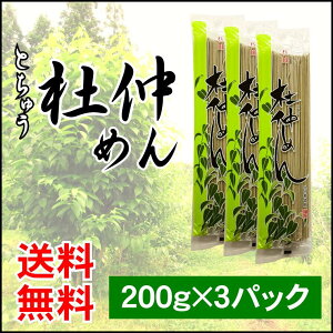 【送料無料】杜仲めん/200g×3パック/杜仲茶/杜仲/杜仲茶練りこみ麺/乾麺/ご自宅用に/メール便発送/秋田【同梱不可】【代引不可】【贈答不可】【日付指定不可】