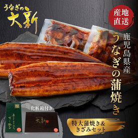 【特大蒲焼＆きざみセット】 うなぎ 国産 ギフト プレゼント 鰻 蒲焼き きざみ 土用の丑 鹿児島県産 タレ 山椒付き うなぎ蒲焼き 贈物 真空パック お中元 お歳暮 内祝い お祝い 丑の日 指宿 ウナギ