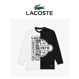 【セール】ラコステ LACOSTE メンズ ロング Tシャツ アシンメトリーダンボールニットTシャツ ブラック/ホワイト