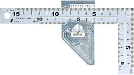 シンワ測定 曲尺 曲尺用ストッパー 金属製付厚手広巾シルバー 15cm 表裏同目 8段 12485 [53-124851]