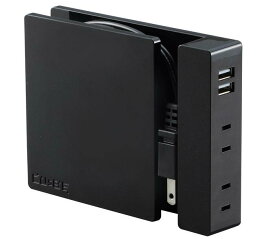 ハタヤリミテッド エスエスエス(SSS) キュービー (CUsBE) 巻取り式テーブルタップ パールブラック スマホ充電用延長コード SSS-01B [A120505]