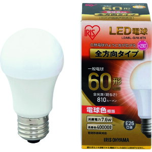 �A�C���X�I�[���} IRIS LED�d�� E26 �S���� 60�`���� �d���F LDA8L-G/W-6T5 [155-300162]