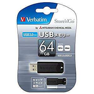 �o�[�x�C�^�� USB������64GB �X���C�h���L���b�v [36634] USBSPS64GZV1 [1833-8074609]