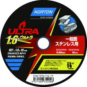 �T���S�o�� �y10���̔��zNORTON �ؒf�u�� �E���g�� 107mm×1.6mm 2TWC107ULT161P [816-352008]
