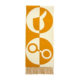 【美品】HERMES カザック チャームズ フリンジ ストール マフラー カシミア100％ ジョーヌオークル ベージュ ロングマフラー ブランド小物 5453049m【中古】