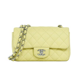 CHANEL ミニ マトラッセ20 チェーンショルダーバッグ A69900 グレインドカースフスキン キャビア イエロー シルバー金具 ブランドバッグ 5s56863m【中古】