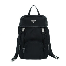 【極美品】PRADA ロゴプレート リュックサック バッグパック 1BZ039 テスート ナイロン NERO ブラック ブランドバッグ 5499414j【中古】