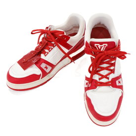 【中古】ルイヴィトン LV×U2ボノ トレイナー・ライン モノグラム メンズ スニーカー 靴 1A8PJW レザー レッド ホワイト 5513360m