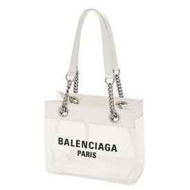 【美品】BALENCIAGA デューティー フリー トートバッグ ミニ 741603 メッシュ レザー ホワイト ブランドバッグ 5517340m【中古】