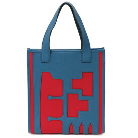 【美品】HERMES プティアッシュ トート petit H レディースバッグ ハンドバッグ トートバッグ キャンバス レザー ルージュ ブルー 5064611J 【中古】