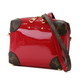 【美品】LOUIS VUITTON ヴェニス スカーレット レディースバッグ 2WAY 斜め掛け ショルダーバッグ M52473 パテントカーフレザー モノグラムキャンバス ゴールド金具 ブラウン レッド 5107611J 【中古】
