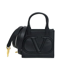 【極美品】VALENTINO GARAVANI Vロゴ マイクロバッグ 2WAYバッグ ミニバッグ カーフ レザー ブラック ブランドバッグ 5608335m【中古】