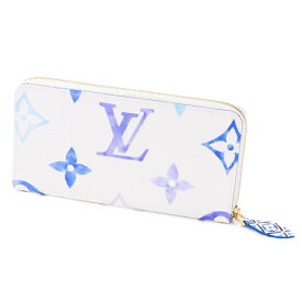【極美品】LOUIS VUITTON ジッピーウォレット モノグラム ジャイアント ラウンドファスナー バイザプール 長財布 M82384 ICチップ レザー ホワイト ブルー 5597575m【中古】