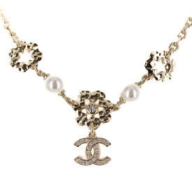 【美品】シャネル CHANEL ネックレス ペンダント ココマーク パール ラインストーン フラワーモチーフ ゴールド GP ブランドアクセサリー 5614979m【中古】