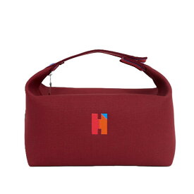 【美品】HERMES ブリッドアブラック GM ポーチ ハンドバッグ バニティ ルージュアッシュ コットンキャンバス ブランドバッグ 5646288m【中古】