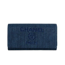 【極美品】CHANEL ドーヴィル 二つ折り 長財布 デニム A81976 デニム レザー ブルー ブランド財布 5645676m【中古】