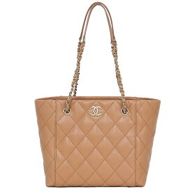 【中古】シャネル マトラッセ　トートバッグ グレインド カーフスキン（キャビアスキン） ベージュ 5645444j