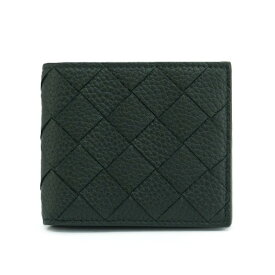【極美品】BOTTEGA VENETA 二つ折り コンパクトウォレット メンズ財布 札入れ 743211 カーフレザー ダークグリーン 5646527m 【中古】