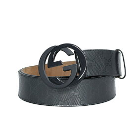 【美品】GUCCI ベルト インターロッキング Gバックル GG柄 223891 レザー グレー ブランド小物 5646823m【中古】