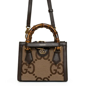 【中古】グッチ ダイアナ ジャンボGG ミニトート バンブー レディースバッグ クロスボディ 2Way ショルダーバッグ 655661 ジャンボGGキャンバス ベージュ ブラウン 4282920J