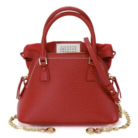 【中古】メゾンマルジェラ 5AC　マイクロ 2WAY　ハンド　ショルダーバッグ S56WG0081 カーフレザー レッド 5635245m