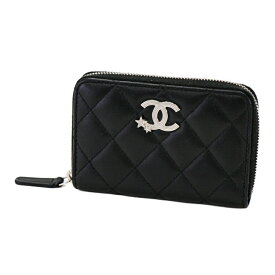 【美品】CHANEL シャネル マトラッセ ココマーク スター レディースコインケース 小銭入れ コインパース AP3728 ラムスキン レザー ブラック ブランド小物 5442880MT【中古】