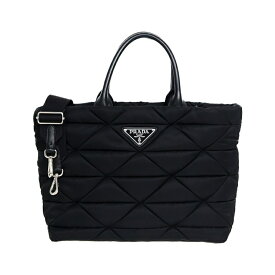 【中古】プラダ ミディアム パデッド Re-Nylon レザー 2WAY トートバッグ ショルダーバッグ 1BG435 レザー ナイロン ブラック 6003819j