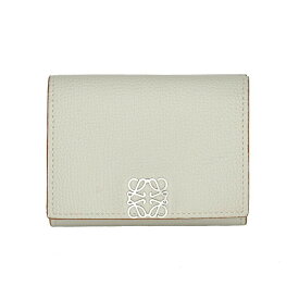 LOEWE ロエベ アナグラム 三つ折り財布 コンパクトウォレット レザー ライトゴースト グレージュ 中古 5291439mt